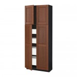 МЕТОД / МАКСИМЕРА Высокий шкаф/4дверцы/4ящика - под дерево черный, Филипстад коричневый МЕТОД / МАКСИМЕРА Высокий шкаф/4дверцы/4ящика - под дерево черный, Филипстад коричневый