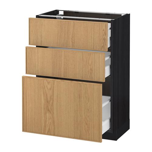 МЕТОД / МАКСИМЕРА Напольный шкаф с 3 ящиками - под дерево черный, Экестад дуб, 60x37 см МЕТОД / МАКСИМЕРА Напольный шкаф с 3 ящиками - под дерево черный, Экестад дуб, 60x37 см