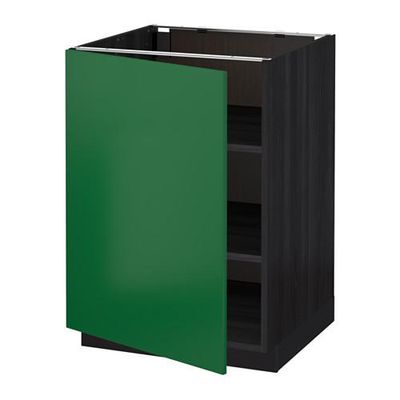 МЕТОД Напольный шкаф с полками - 60x60 см, Флэди зеленый, под дерево черный