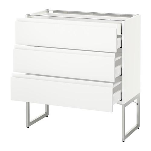 МЕТОД / МАКСИМЕРА Напольн шкаф 3фронт пнл/2низ/2ср ящ - белый, Воксторп белый, 80x37x60 см