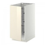 МЕТОД Напольный шкаф с проволочн ящиками - 40x60 см, Рингульт глянцевый кремовый, белый