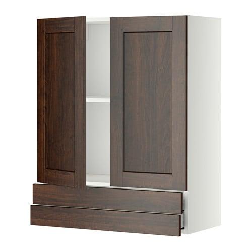 МЕТОД / МАКСИМЕРА Навесной шкаф/2дверцы/2ящика - белый, Эдсерум под дерево коричневый, 80x100 см МЕТОД / МАКСИМЕРА Навесной шкаф/2дверцы/2ящика - белый, Эдсерум под дерево коричневый, 80x100 см