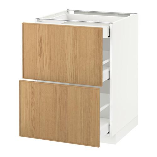 МЕТОД / МАКСИМЕРА Напольный шкаф/2фасада/3ящика - белый, Экестад дуб, 60x60 см МЕТОД / МАКСИМЕРА Напольный шкаф/2фасада/3ящика - белый, Экестад дуб, 60x60 см