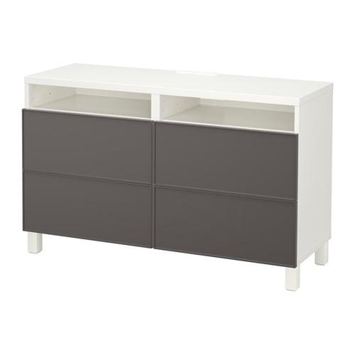 БЕСТО Тумба д/ТВ с ящиками - белый/Грундсвикен темно-серый, направляющие ящика, плавно закр БЕСТО Тумба д/ТВ с ящиками - белый/Грундсвикен темно-серый, направляющие ящика, плавно закр