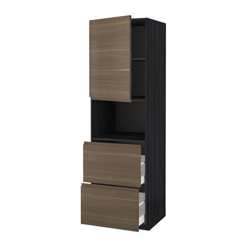 МЕТОД / МАКСИМЕРА Высокий шкаф д/СВЧ/дверца/2ящика - под дерево черный, Воксторп под грецкий орех, 60x60x200 см МЕТОД / МАКСИМЕРА Высокий шкаф д/СВЧ/дверца/2ящика - под дерево черный, Воксторп под грецкий орех, 60x60x200 см