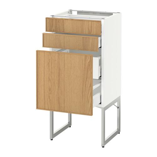 МЕТОД / МАКСИМЕРА Напольн шкаф 3фронт пнл/2низ/2ср ящ - белый, Экестад дуб, 40x37x60 см МЕТОД / МАКСИМЕРА Напольн шкаф 3фронт пнл/2низ/2ср ящ - белый, Экестад дуб, 40x37x60 см