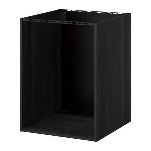 METOD напольный шкаф д/встр духовки/мойки под дерево черный 60x80 cm