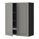 МЕТОД Навесной шкаф с посуд суш/2 дврц - под дерево черный, Будбин серый, 80x100 см МЕТОД Навесной шкаф с посуд суш/2 дврц - под дерево черный, Будбин серый, 80x100 см