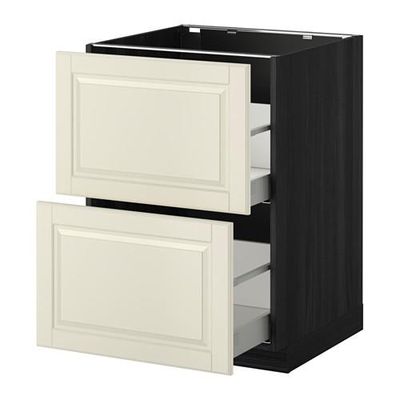 МЕТОД / МАКСИМЕРА Напольн шкаф 2фрнт/2выс ящ - 60x60 см, Будбин белый с оттенком, под дерево черный МЕТОД / МАКСИМЕРА Напольн шкаф 2фрнт/2выс ящ - 60x60 см, Будбин белый с оттенком, под дерево черный