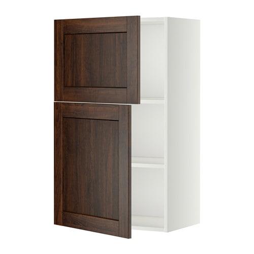 МЕТОД Навесной шкаф с полками/2дверцы - белый, Эдсерум под дерево коричневый МЕТОД Навесной шкаф с полками/2дверцы - белый, Эдсерум под дерево коричневый