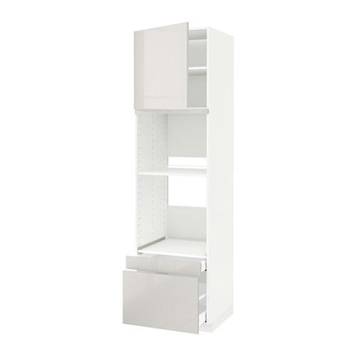 МЕТОД / МАКСИМЕРА Выс шкаф д/дхвк/комб дхвк+двр/2ящ - белый, Рингульт глянцевый светло-серый, 60x60x220 см