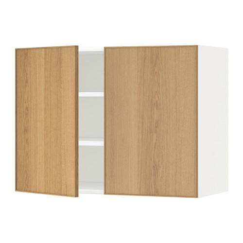 МЕТОД Навесной шкаф с полками/2дверцы - белый, Экестад дуб, 80x60 см МЕТОД Навесной шкаф с полками/2дверцы - белый, Экестад дуб, 80x60 см
