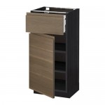 МЕТОД / МАКСИМЕРА Напольный шкаф с ящиком/дверью - под дерево черный, Воксторп под грецкий орех, 40x37 см МЕТОД / МАКСИМЕРА Напольный шкаф с ящиком/дверью - под дерево черный, Воксторп под грецкий орех, 40x37 см