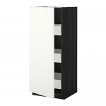 МЕТОД / ФОРВАРА Высокий шкаф с ящиками - под дерево черный, Хэггеби белый МЕТОД / ФОРВАРА Высокий шкаф с ящиками - под дерево черный, Хэггеби белый