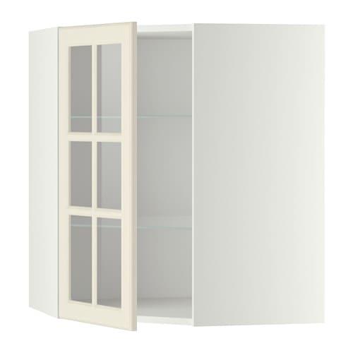 МЕТОД Углов навесн шк с полками/сткл дв - белый, Будбин белый с оттенком, 68x80 см МЕТОД Углов навесн шк с полками/сткл дв - белый, Будбин белый с оттенком, 68x80 см