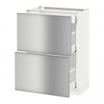 МЕТОД / МАКСИМЕРА Напольный шкаф/2фасада/3ящика - белый, Гревста нержавеющ сталь, 60x37 см МЕТОД / МАКСИМЕРА Напольный шкаф/2фасада/3ящика - белый, Гревста нержавеющ сталь, 60x37 см