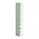 МЕТОД / ФОРВАРА Высокий шкаф+полки/3 ящика/2 дверцы - белый, Калларп глянцевый светло-зеленый, 40x60x240 см