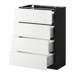 МЕТОД / ФОРВАРА Напольн шкаф 4 фронт панели/4 ящика - 60x37 см, Рингульт глянцевый белый, под дерево черный