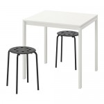 MARIUS/MELLTORP стол и 2 табурета белый/черный