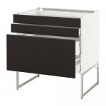 МЕТОД / МАКСИМЕРА Напольн шкаф 3фронт пнл/2низ/2ср ящ - белый, Кунгсбакка антрацит, 80x60x60 см МЕТОД / МАКСИМЕРА Напольн шкаф 3фронт пнл/2низ/2ср ящ - белый, Кунгсбакка антрацит, 80x60x60 см