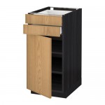 МЕТОД / МАКСИМЕРА Напольный шкаф с дверцей/2 ящиками - под дерево черный, Экестад дуб, 40x60 см