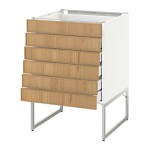 МЕТОД / МАКСИМЕРА Напольн шкаф 6фронт пнл/6 низ ящ - белый, Экестад дуб, 60x60x60 см