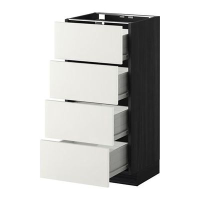 МЕТОД / ФОРВАРА Напольн шкаф 4 фронт панели/4 ящика - 40x37 см, Хэггеби белый, под дерево черный МЕТОД / ФОРВАРА Напольн шкаф 4 фронт панели/4 ящика - 40x37 см, Хэггеби белый, под дерево черный