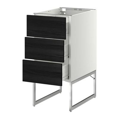 МЕТОД / ФОРВАРА Нплн шк 3 фрнт/3 средн ящика - 40x60x60 см, Тингсрид под дерево черный, белый МЕТОД / ФОРВАРА Нплн шк 3 фрнт/3 средн ящика - 40x60x60 см, Тингсрид под дерево черный, белый