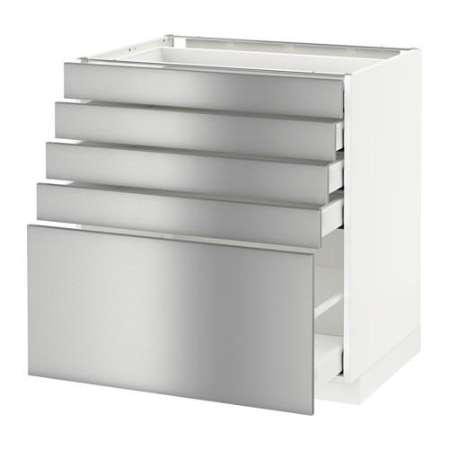 МЕТОД / МАКСИМЕРА Напольный шкаф с 5 ящиками - белый, Гревста нержавеющ сталь, 80x60 см