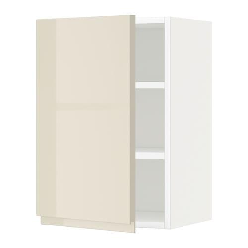 МЕТОД Шкаф навесной с полкой - белый, Воксторп глянцевый светло-бежевый, 40x60 см