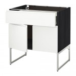 МЕТОД / ФОРВАРА Напол шкаф/полки/ящик/2двери - под дерево черный, Воксторп белый МЕТОД / ФОРВАРА Напол шкаф/полки/ящик/2двери - под дерево черный, Воксторп белый