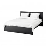 MALM каркас кровати, высокий черно-коричневый/Лонсет 140x200 cm