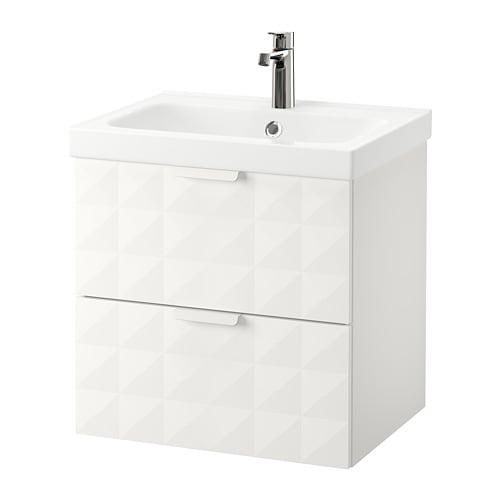 ГОДМОРГОН / ОДЕНСВИК Шкаф для раковины с 2 ящ - Решён белый ГОДМОРГОН / ОДЕНСВИК Шкаф для раковины с 2 ящ - Решён белый