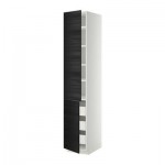 МЕТОД / ФОРВАРА Высокий шкаф+полки/3 ящика/2 дверцы - 40x60x220 см, Тингсрид под дерево черный, белый МЕТОД / ФОРВАРА Высокий шкаф+полки/3 ящика/2 дверцы - 40x60x220 см, Тингсрид под дерево черный, белый