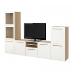 БЕСТО Шкаф для ТВ, комбин/стеклян дверцы - под беленый дуб/Марвикен белый прозрачное стекло, направляющие ящика, плавно закр БЕСТО Шкаф для ТВ, комбин/стеклян дверцы - под беленый дуб/Марвикен белый прозрачное стекло, направляющие ящика, плавно закр