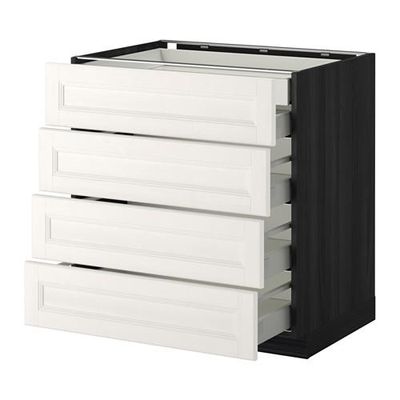 МЕТОД / МАКСИМЕРА Нплн шк 4фрнт/2нзк/3срд ящ - 80x60 см, Лаксарби белый, под дерево черный