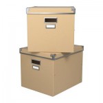 КАССЕТ Коробка с крышкой - естественный, 33x38x30 см