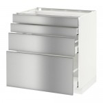 МЕТОД / МАКСИМЕРА Напольн шкаф 4 фронт панели/4 ящика - белый, Гревста нержавеющ сталь, 80x60 см МЕТОД / МАКСИМЕРА Напольн шкаф 4 фронт панели/4 ящика - белый, Гревста нержавеющ сталь, 80x60 см