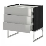 МЕТОД / ФОРВАРА Напольн шкаф 3фронт пнл/2низ/2ср ящ - 80x60x60 см, Гревста нержавеющ сталь, под дерево черный МЕТОД / ФОРВАРА Напольн шкаф 3фронт пнл/2низ/2ср ящ - 80x60x60 см, Гревста нержавеющ сталь, под дерево черный