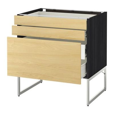 МЕТОД / ФОРВАРА Напольн шкаф 3фронт пнл/2низ/2ср ящ - 80x60x60 см, Тингсрид под березу, белый МЕТОД / ФОРВАРА Напольн шкаф 3фронт пнл/2низ/2ср ящ - 80x60x60 см, Тингсрид под березу, белый