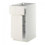 МЕТОД / ФОРВАРА Напольн шкаф с пров корз/ящ/дверью - 40x60 см, Росдаль белый ясень, белый