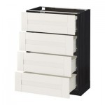 МЕТОД / ФОРВАРА Напольн шкаф 4 фронт панели/4 ящика - 60x37 см, Сэведаль белый, под дерево черный МЕТОД / ФОРВАРА Напольн шкаф 4 фронт панели/4 ящика - 60x37 см, Сэведаль белый, под дерево черный