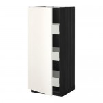 МЕТОД / ФОРВАРА Высокий шкаф с ящиками - Веддинге белый, под дерево черный МЕТОД / ФОРВАРА Высокий шкаф с ящиками - Веддинге белый, под дерево черный