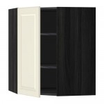 МЕТОД Угловой навесной шкаф с полками - под дерево черный, Будбин белый с оттенком, 68x80 см