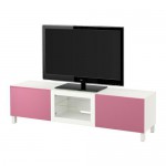 БЕСТО Тумба под ТВ с ящиками и дверцей - Лаппвикен розовый/Синдвик белый, направляющие ящика,нажимные БЕСТО Тумба под ТВ с ящиками и дверцей - Лаппвикен розовый/Синдвик белый, направляющие ящика,нажимные