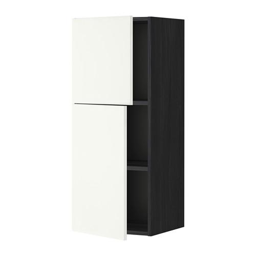 МЕТОД Навесной шкаф с полками/2дверцы - под дерево черный, Хэггеби белый, 40x100 см