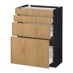 МЕТОД / МАКСИМЕРА Напольн шкаф 4 фронт панели/4 ящика - под дерево черный, Экестад дуб, 60x37 см МЕТОД / МАКСИМЕРА Напольн шкаф 4 фронт панели/4 ящика - под дерево черный, Экестад дуб, 60x37 см