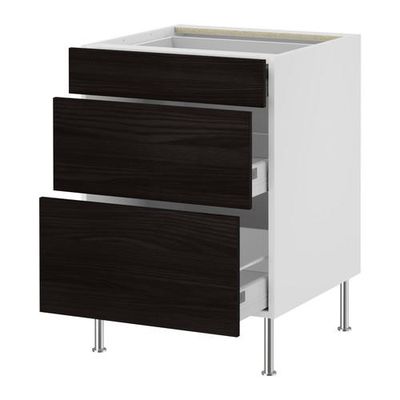 ФАКТУМ Напольный шкаф с 3 ящиками - Гношё черный, 40 см ФАКТУМ Напольный шкаф с 3 ящиками - Гношё черный, 40 см