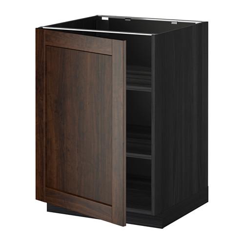 МЕТОД Напольный шкаф с полками - под дерево черный, Эдсерум под дерево коричневый, 60x60 см
