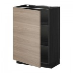 МЕТОД Напольный шкаф с полками - 60x37 см, Брокхульт под грецкий орех светло-серый, под дерево черный